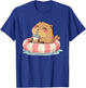 Capybara On Pool Float Drinking Boba Tea Women Girls Kids T-Shirt - T-Shirt | Royal