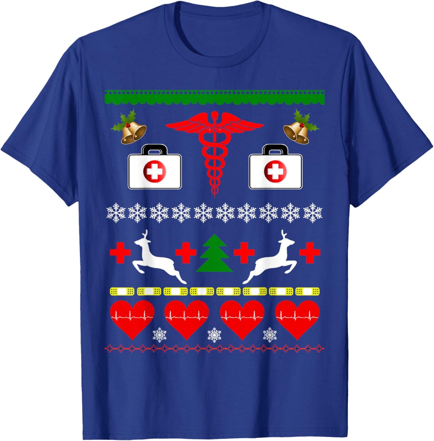 Ugly Christmas Design Nurse Doctor Medical Profession T-Shirt - T-Shirt | Royal