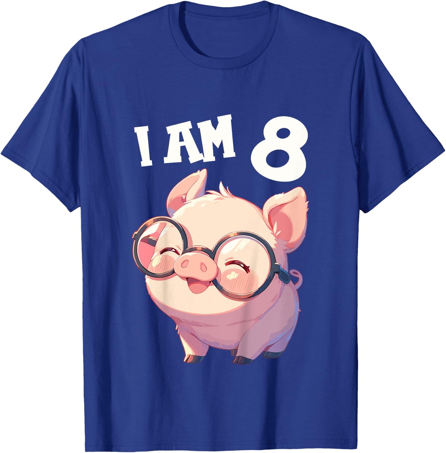 Kids 8 Years old 8 birthday Pigs Boy Girl Pig T-Shirt - T-Shirt | Royal
