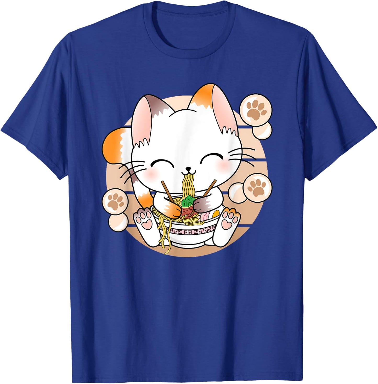 Funny Japanese Anime Cat Ramen Noodles Kawaii Manga , black T-Shirt - T-Shirt | Royal