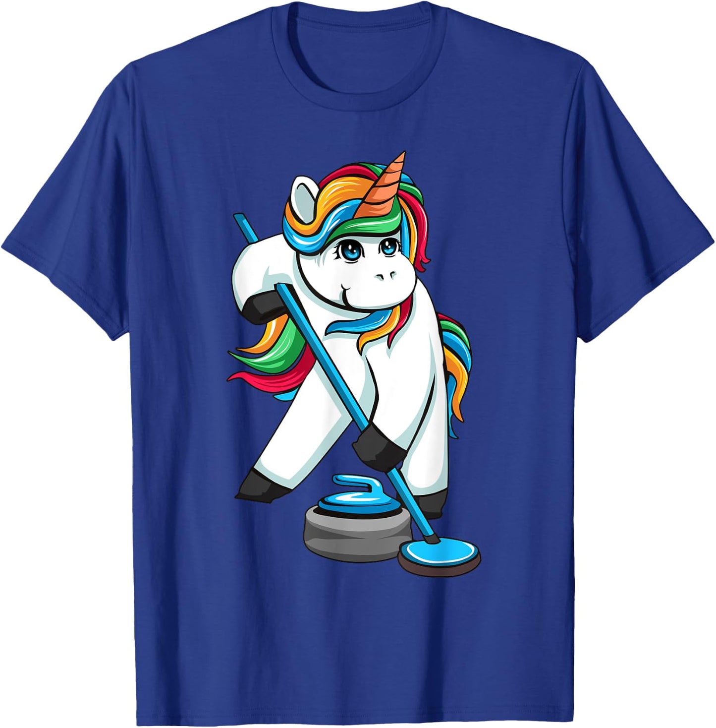 Funny Unicorn Curling Design Women Curling Player T-Shirt - T-Shirt | Royal