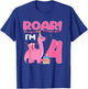Roar I'm 4 Year Old Dinosaur Girl 4th Birthday Party T-Shirt - T-Shirt | Royal