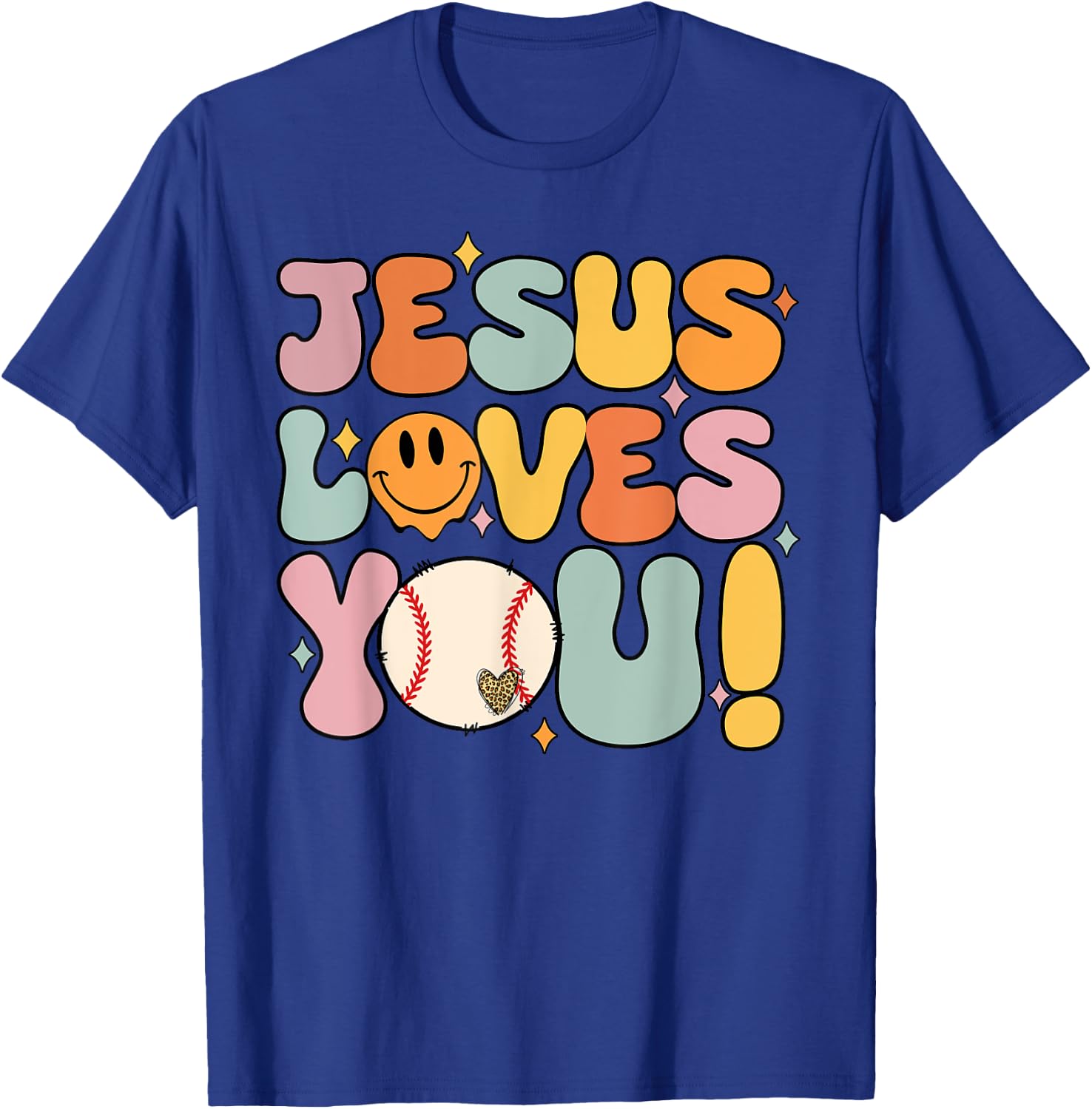 Christian-Shirt Jesus Loves You Baseball Softball Lover T-Shirt - T-Shirt | Royal