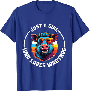 Girl Loves Warthog Costume Funny Pig Outfit Wart hog T-Shirt - T-Shirt | Royal