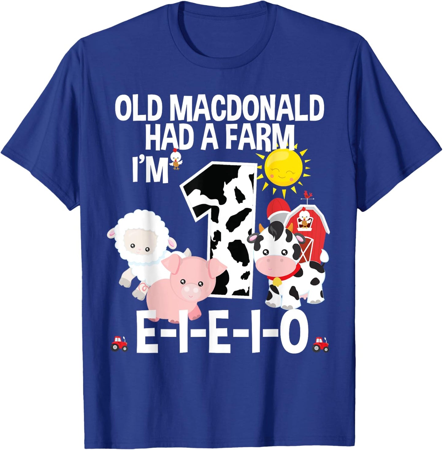Toddler Kids Old MacDonald 1st Birthday Party Nursery Song T-Shirt - T-Shirt | Royal