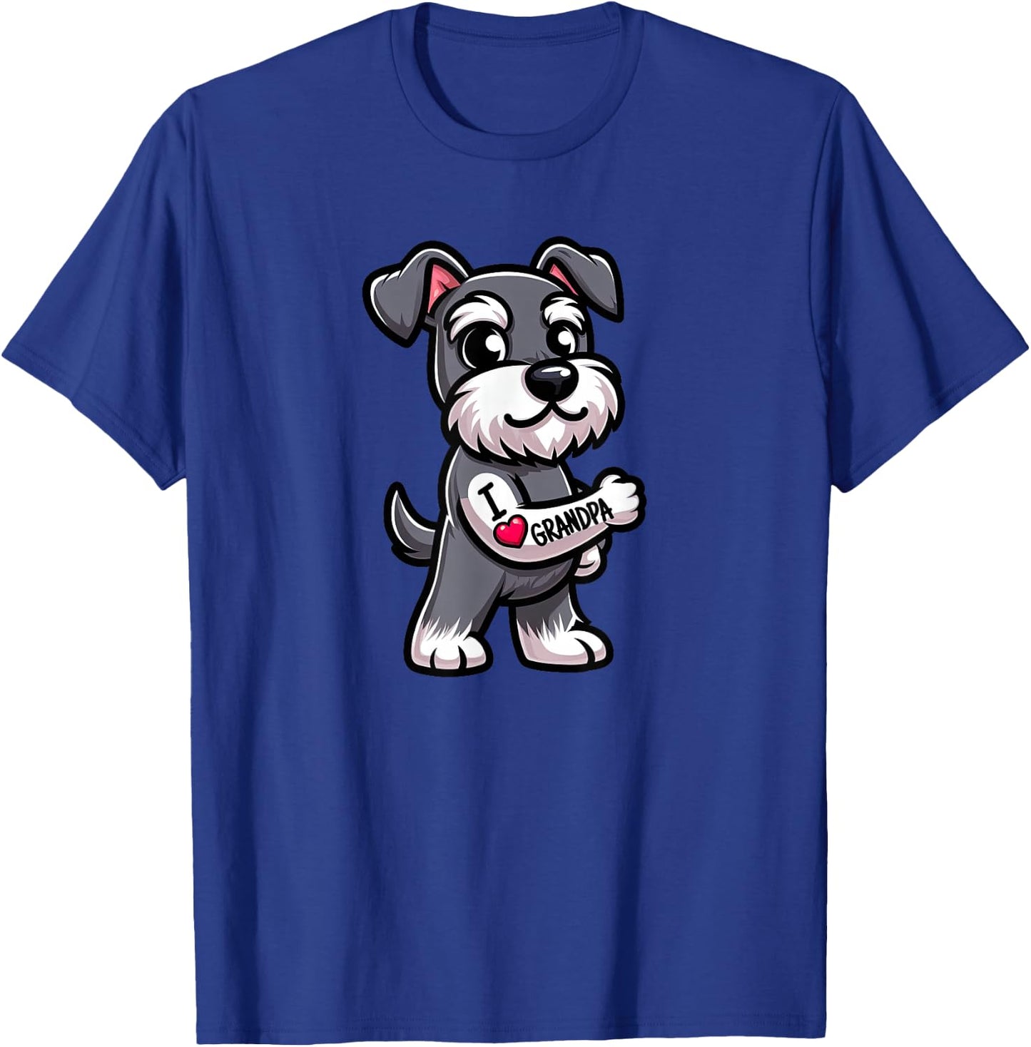 Schnauzer I Love Grandpa Funny Dog Tattoo T-Shirt - T-Shirt | Royal