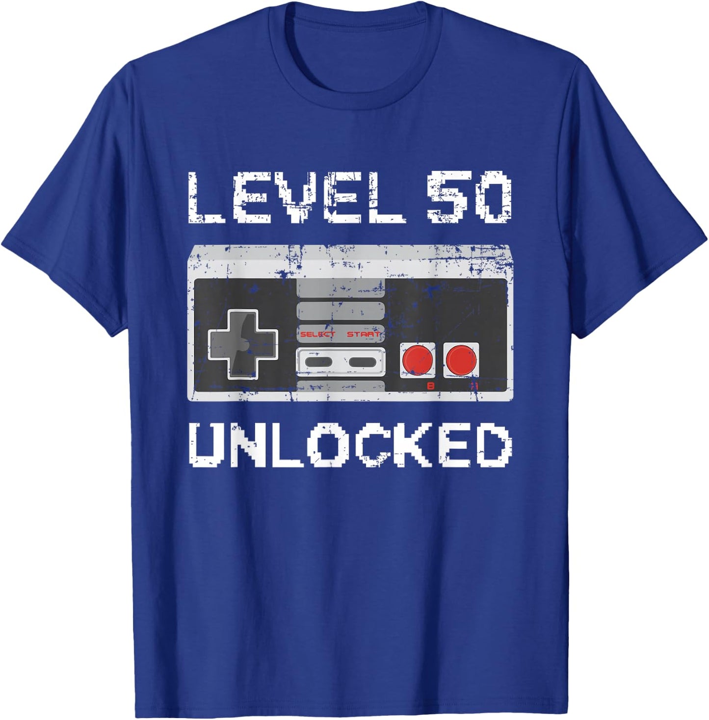 Level 50 Unlocked 50th Birthday 50 Years Old T-Shirt - T-Shirt | Royal