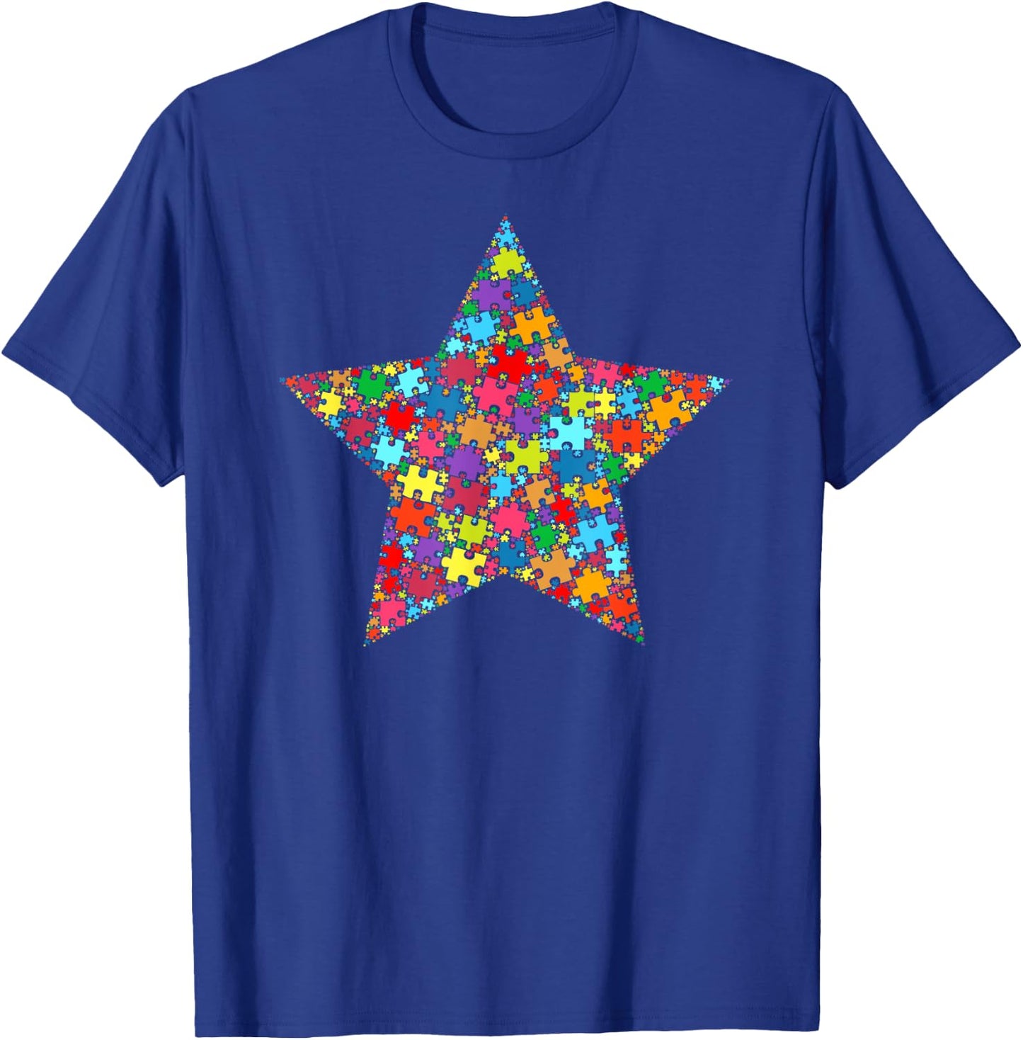 Star Shape Autism Puzzle Men Kids Autism Awareness T-Shirt - T-Shirt | Royal