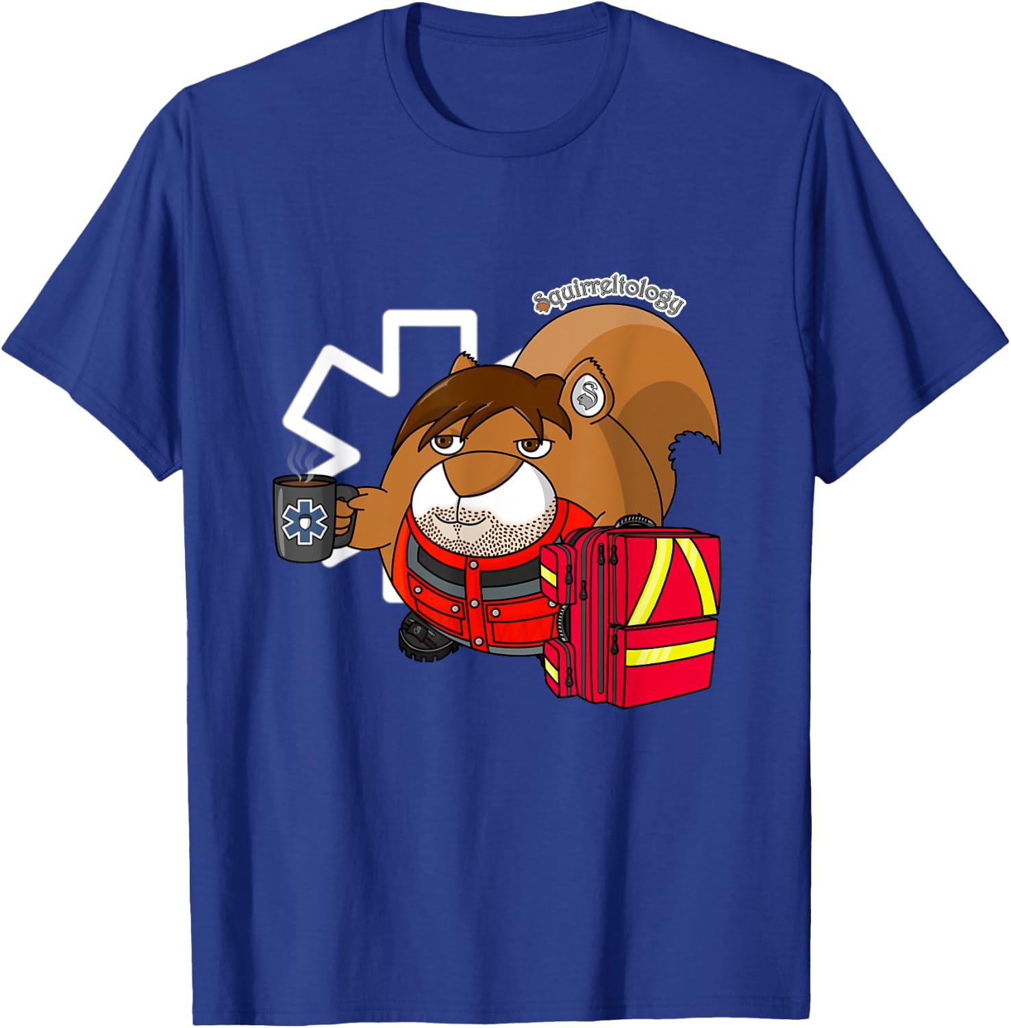 Funny Squirrel - Bored Paramedic with Coffee T-Shirt - T-Shirt | Royal