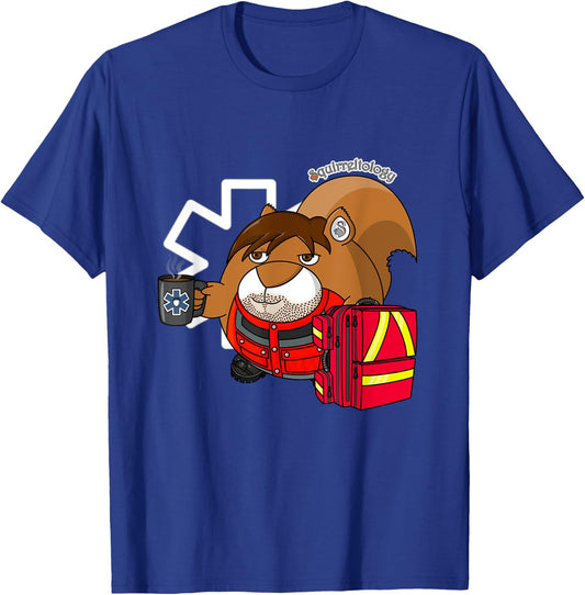 Funny Squirrel - Bored Paramedic with Coffee T-Shirt - T-Shirt | Royal