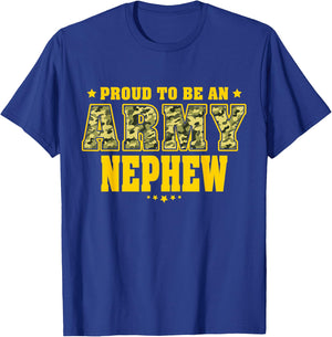 Proud To Be An Army Nephew - Camo Pride Military Family T-Shirt - T-Shirt | Royal