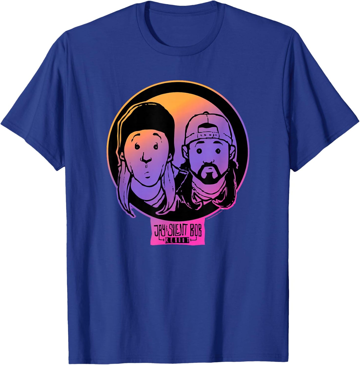 Jay & Silent Bob Colorful Cartoon Gradient Portraits T-Shirt - T-Shirt | Royal