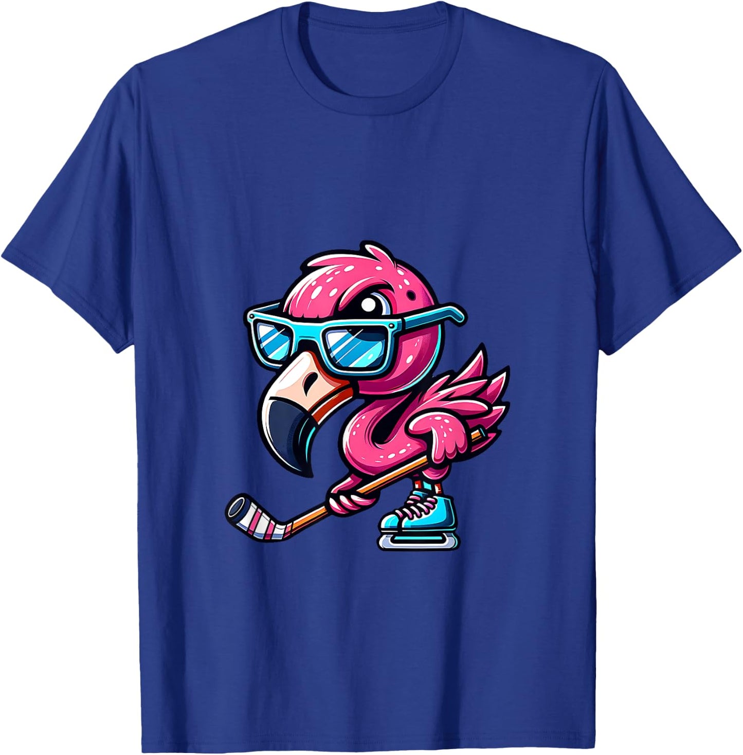 Cool Ice Hockey Flamingo With Attitude T-Shirt - T-Shirt | Royal