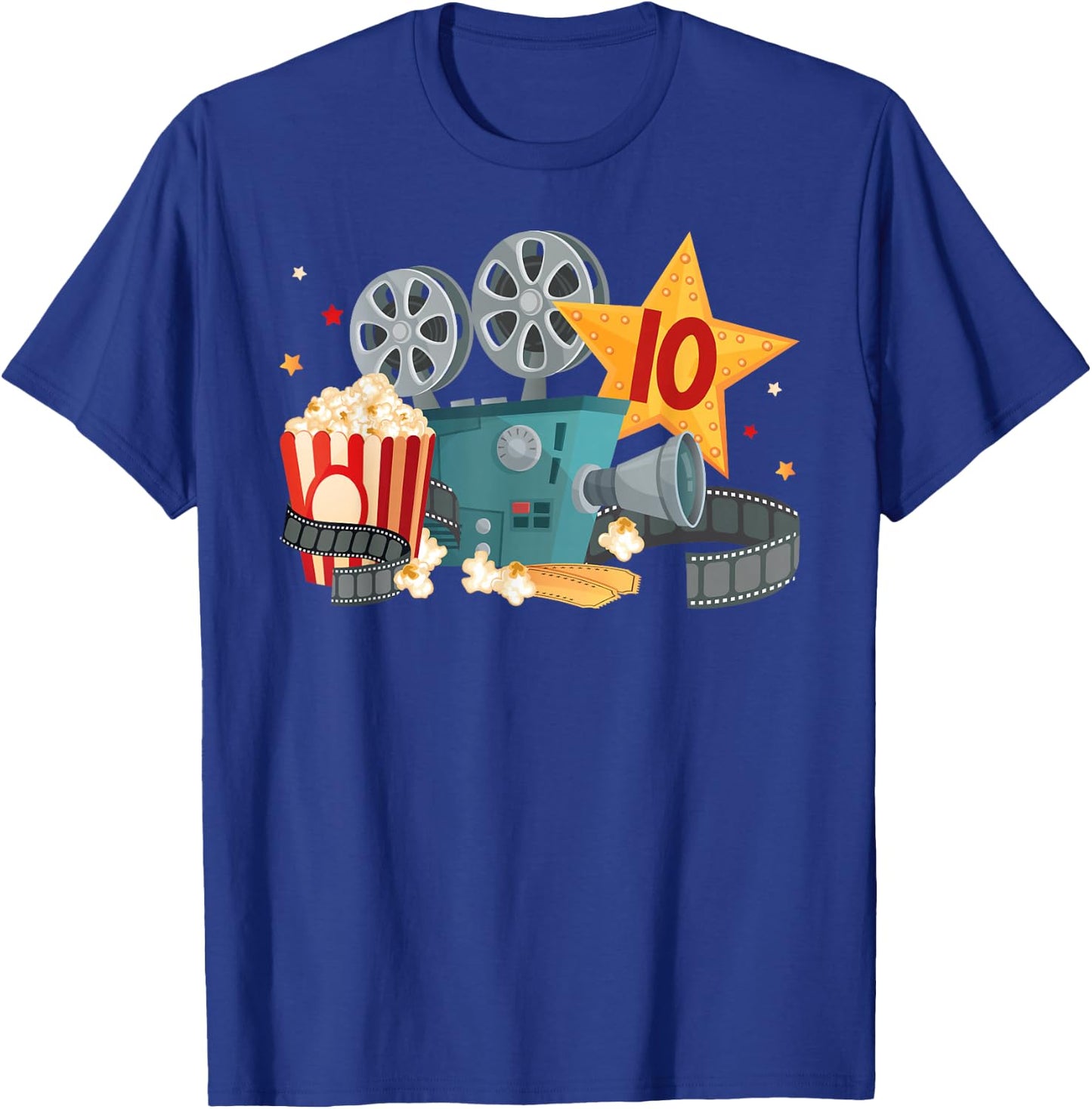 10th Movie Night Birthday Party Ten Year Old Movie Lover T-Shirt - T-Shirt | Royal