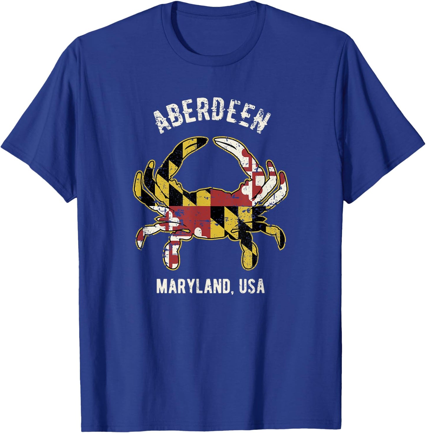 Aberdeen Maryland USA Crab Vintage Distressed Style Design T-Shirt - T-Shirt | Royal