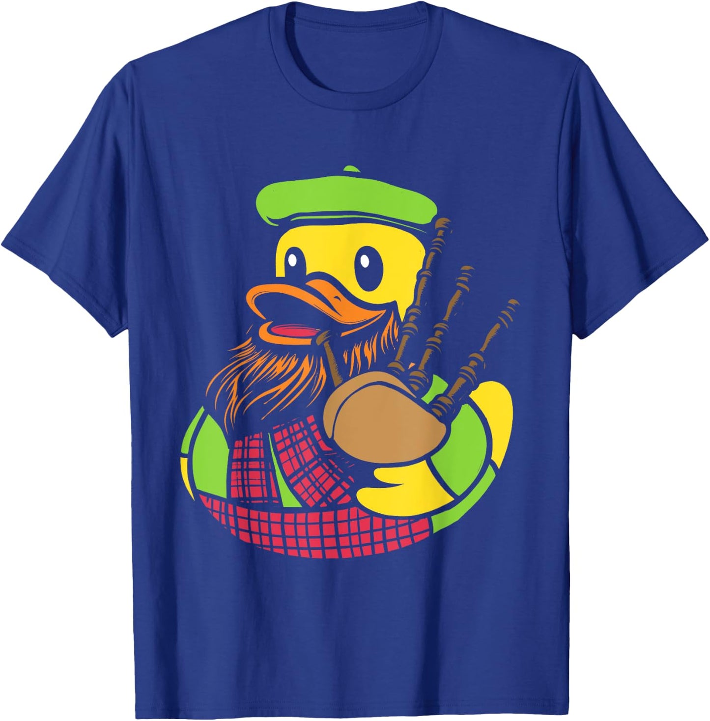 Bagpipe Duck Traditional Scots Rubber Ducky -Adult , Black, Small, Short Sleeve, Classic Fit, Halloween, Music, Cartoon, Unique Bagpipe Rubber Duck Pattern, Blended Fabric T-Shirt - T-Shirt | Royal