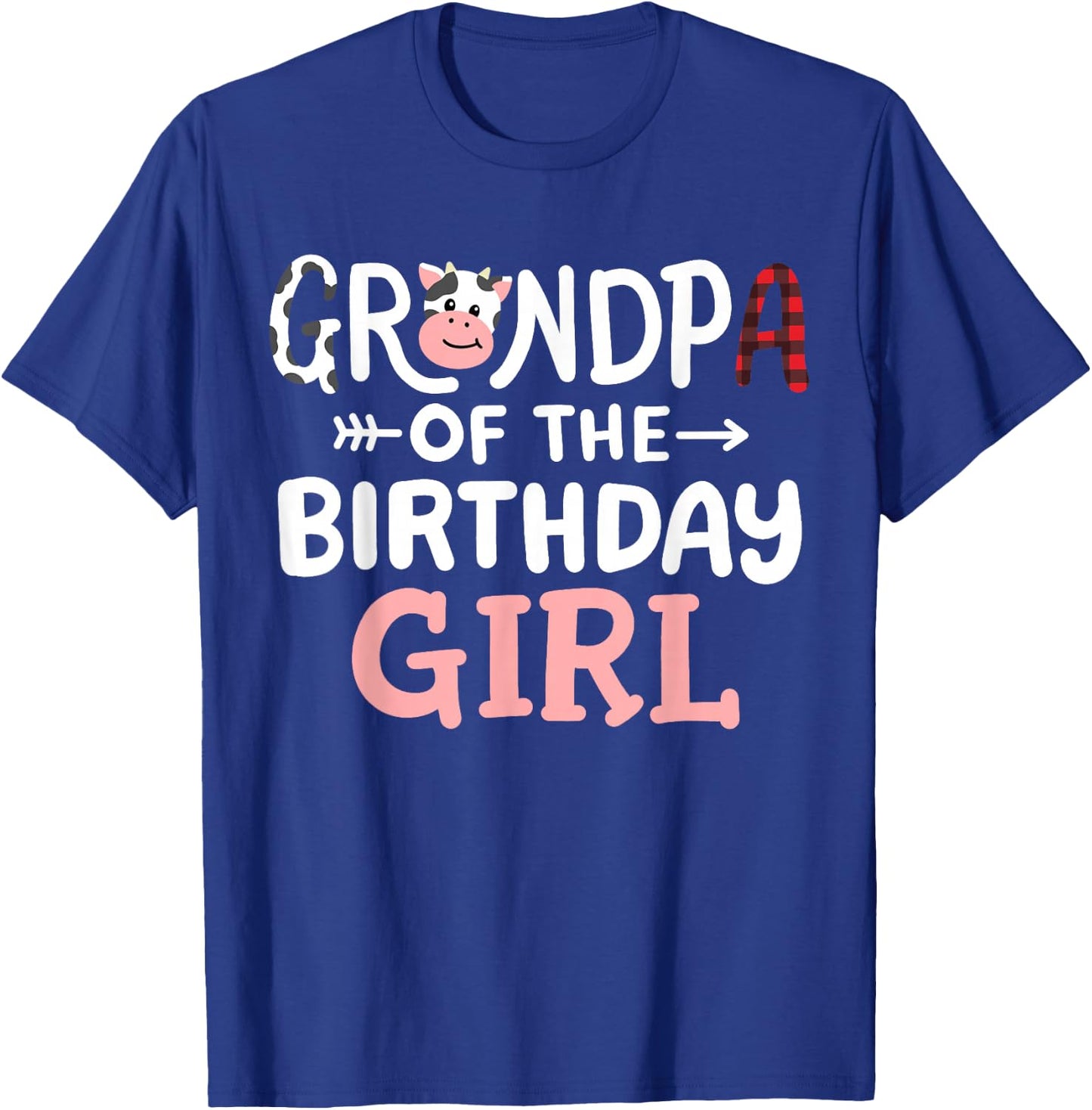 Grandpa of the Birthday Girl Cow Farm Party Matching Family T-Shirt - T-Shirt | Royal