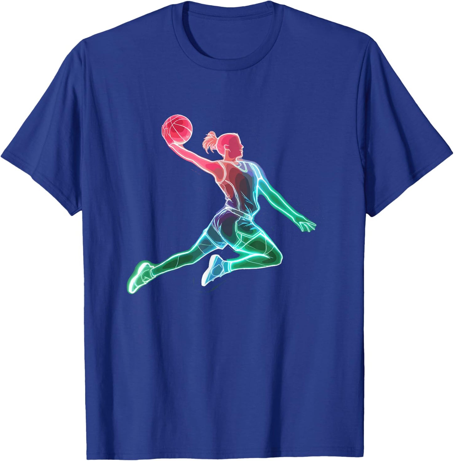 Basketball Dunk Girl Bright Basketball , Black, S T-Shirt - T-Shirt | Royal