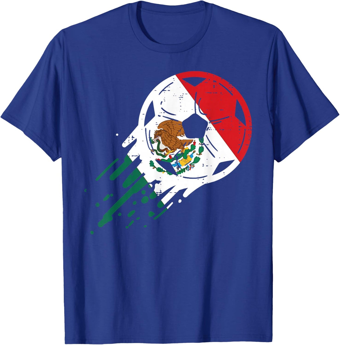 Mexico Flag Soccer Ball Mexican Football Fan Men Women Kids T-Shirt - T-Shirt | Royal