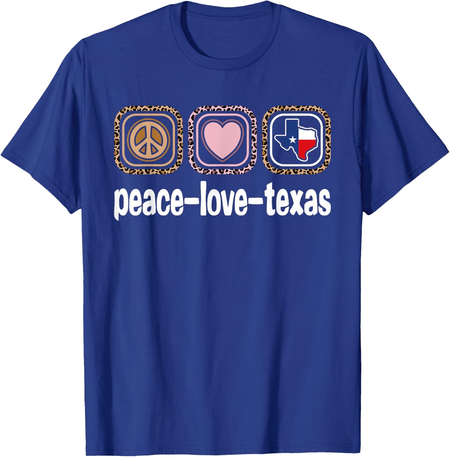 Peace Love Texas Leopard Print Texas Women Girls Kids Texas T-Shirt - T-Shirt | Royal