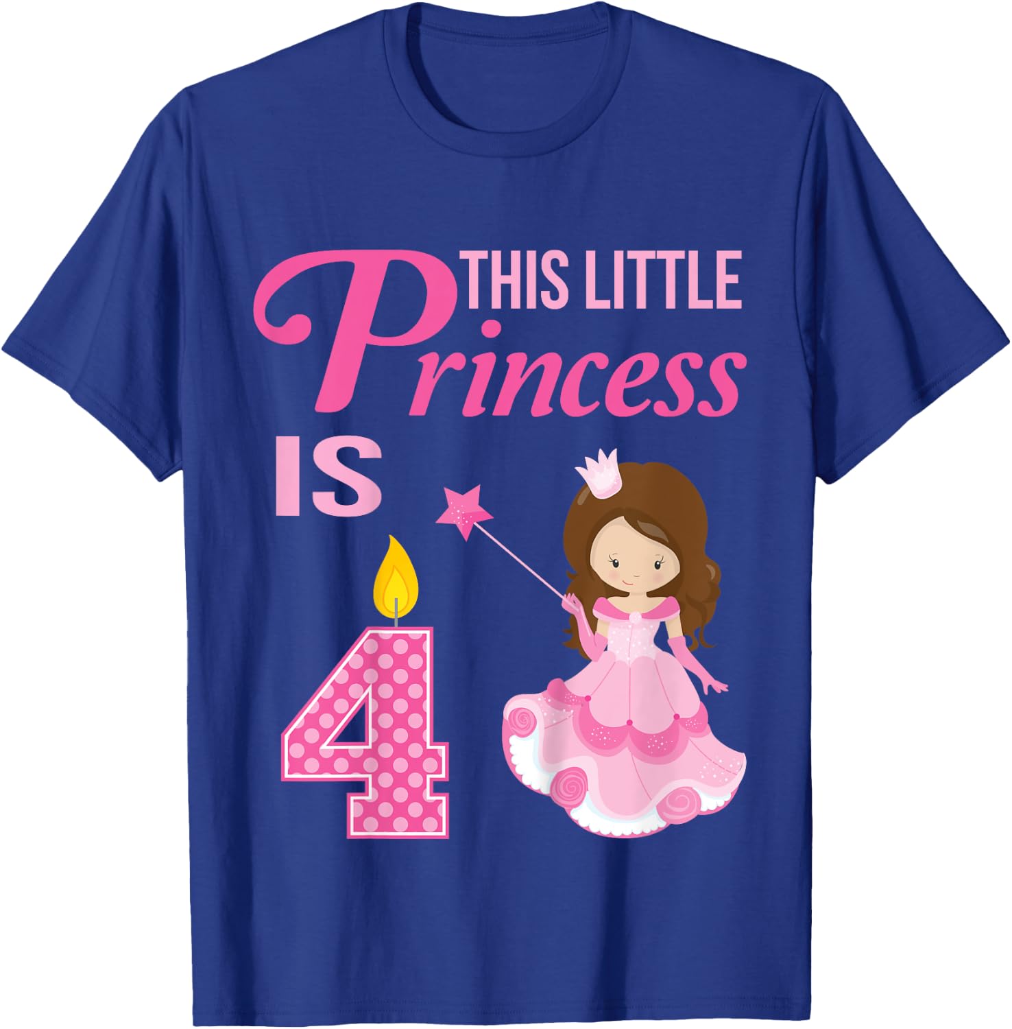 4th Birthday Girls Princess 4 Year Old Fairy Tale T-Shirt - T-Shirt | Royal