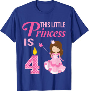 4th Birthday Girls Princess 4 Year Old Fairy Tale T-Shirt - T-Shirt | Royal