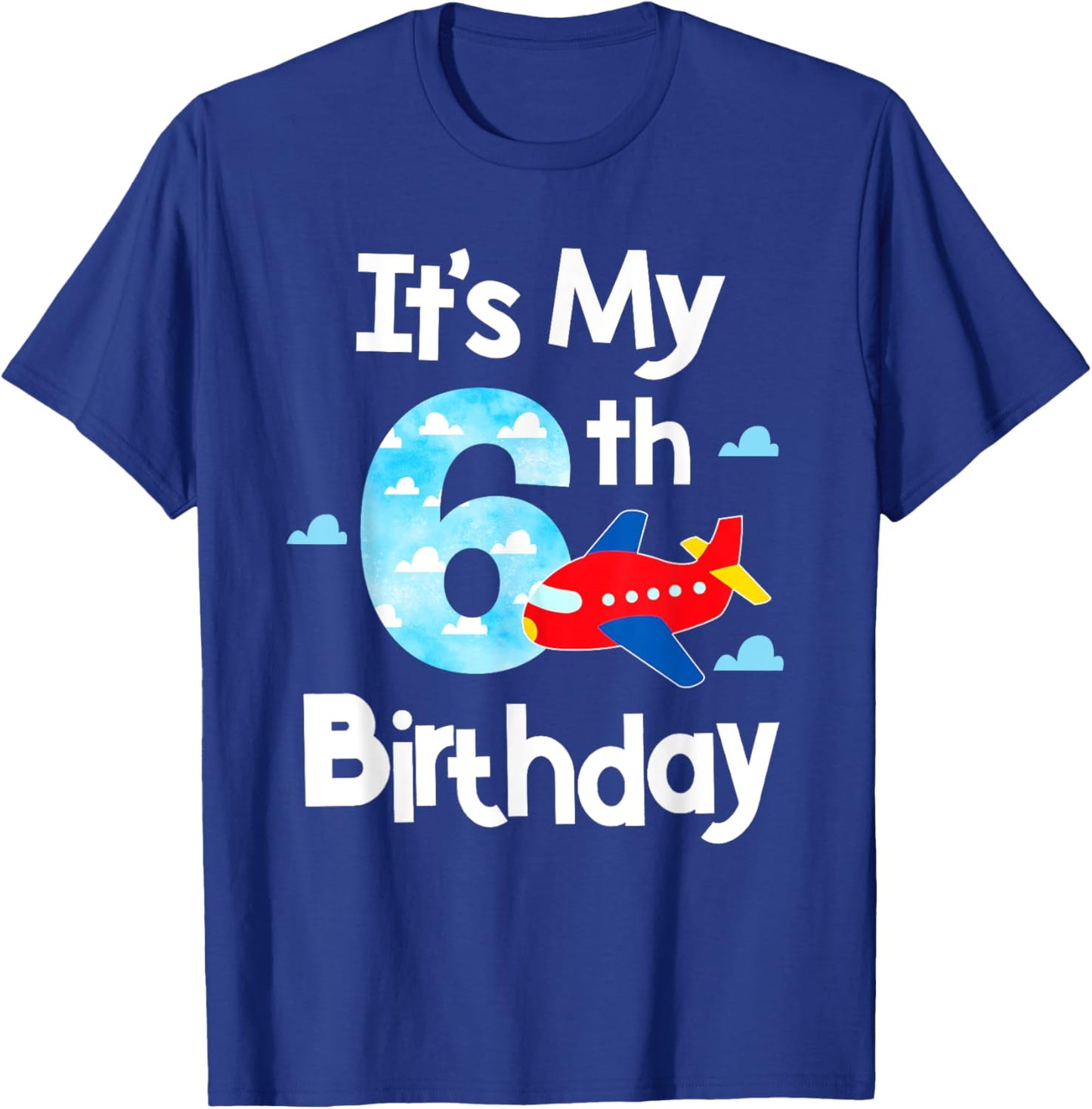 It's My 6th Birthday Airplane Pilot 6 Years Old Boy Girl T-Shirt - T-Shirt | Royal