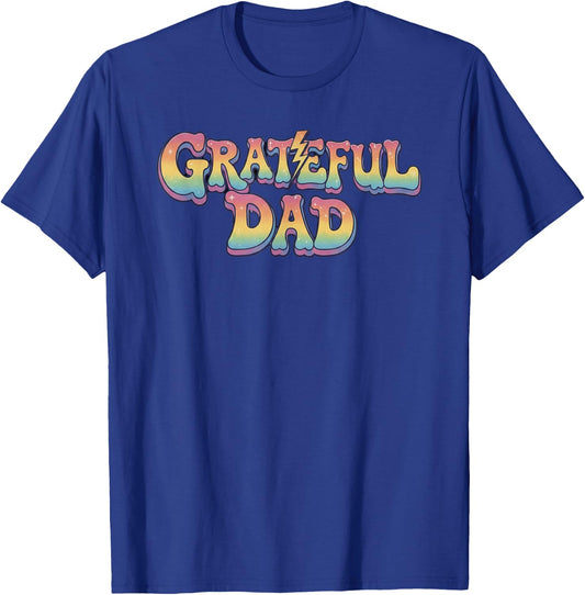 Grateful Dad Retro Rainbow Lettering Grateful Dad T-Shirt - T-Shirt | Royal