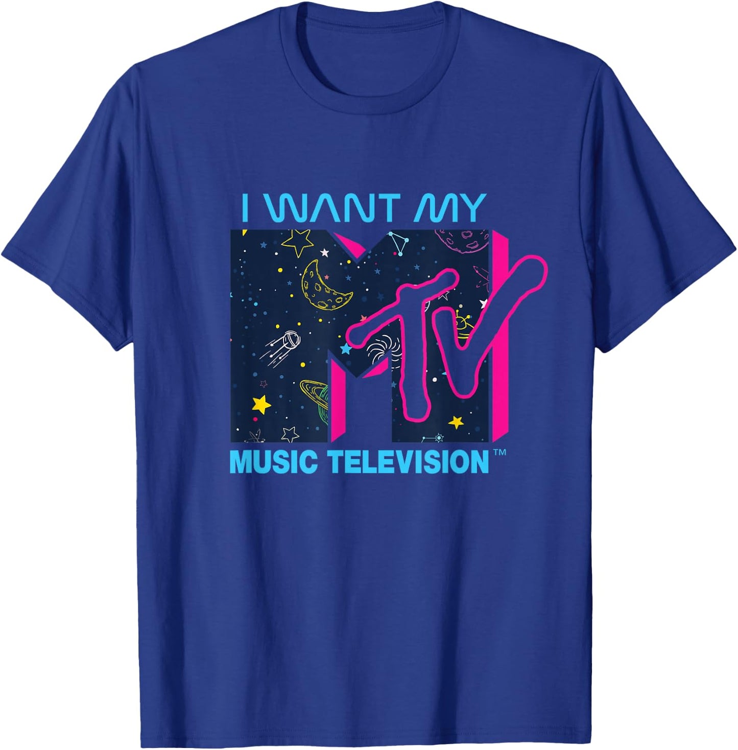 Mademark x MTV Official I want my MTV Logo in Space T-Shirt - T-Shirt | Royal
