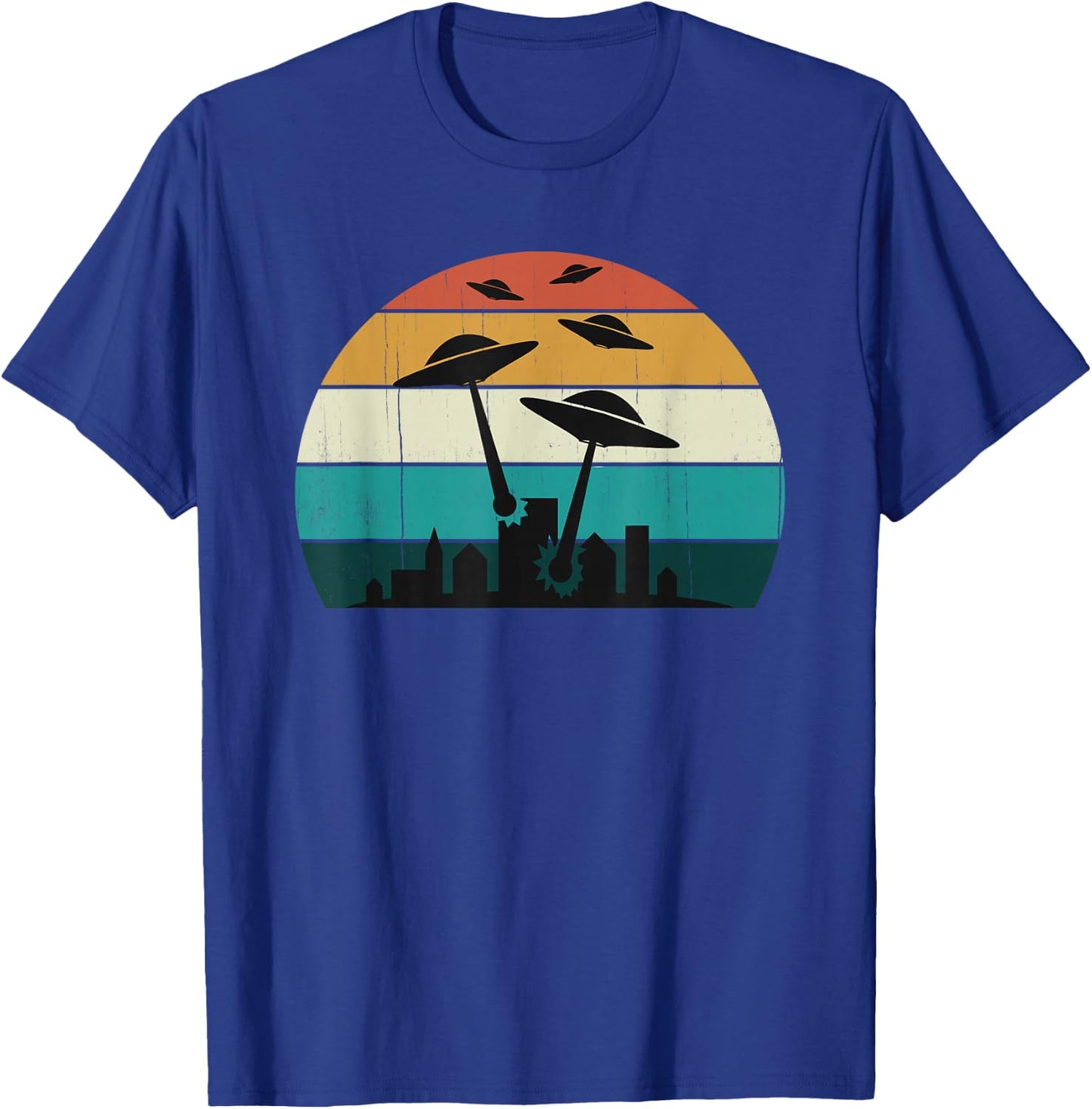 Retro UFO Attack at Sunset - Cool Classic T-Shirt - T-Shirt | Royal