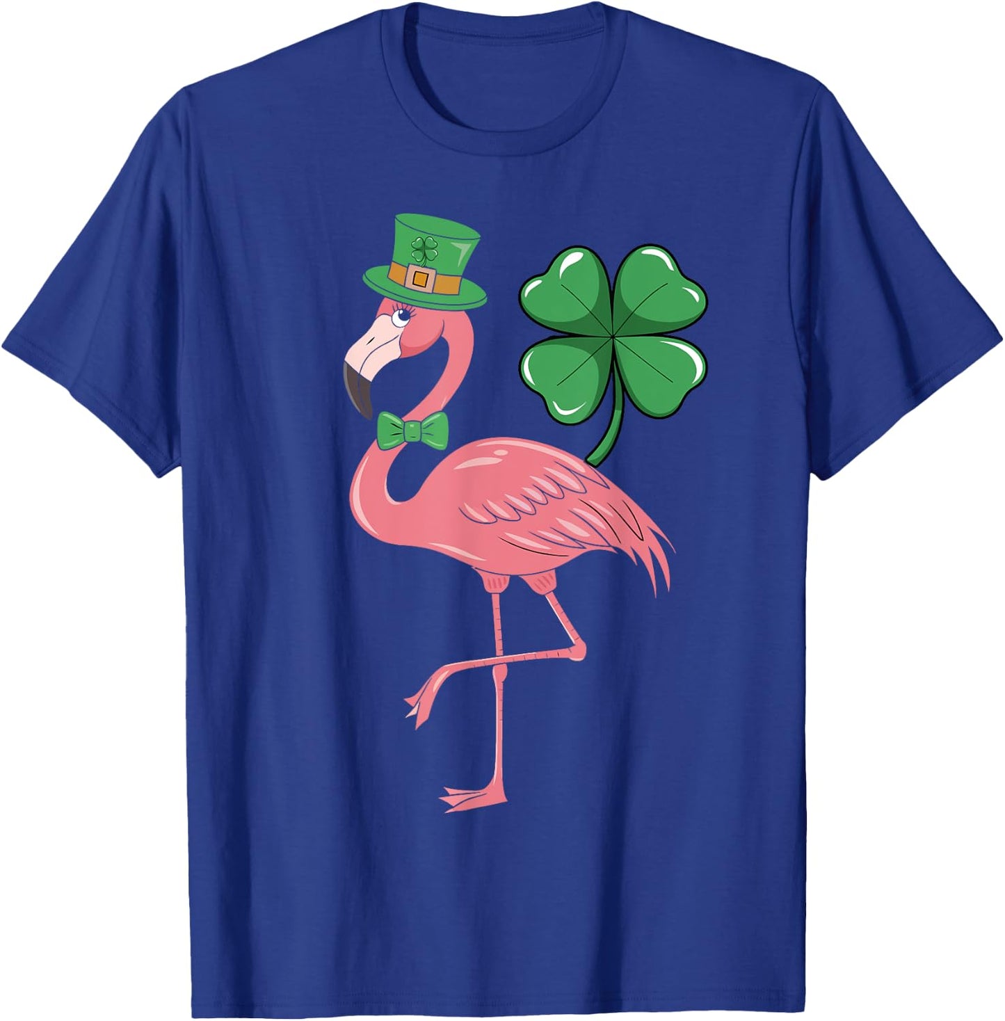 St. Patrick’s Day Flamingo Leprechaun Hat Shamrock Men Women T-Shirt - T-Shirt | Royal