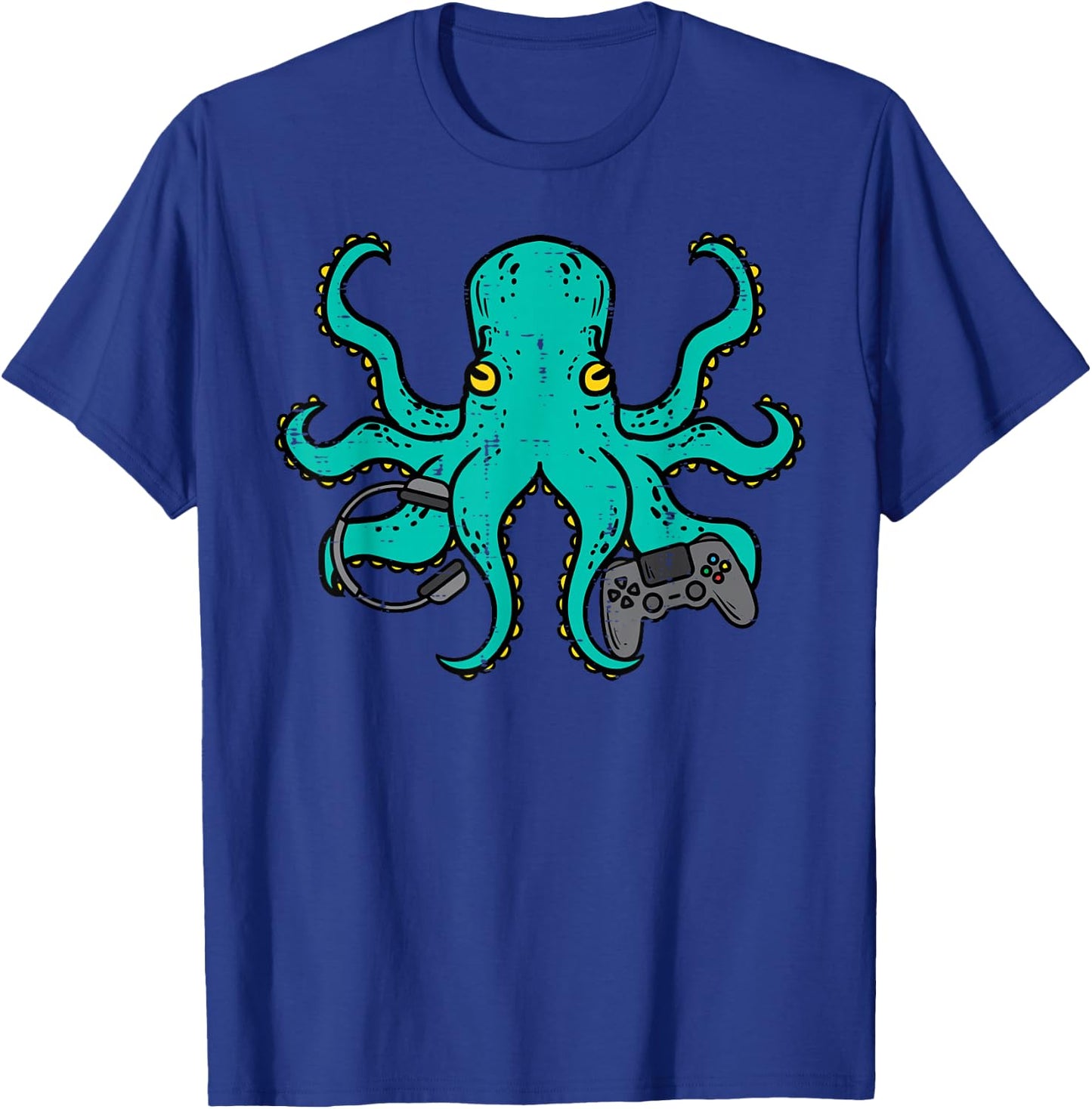Gamer Shirts Video Games Boys Men Girls Kids Gift Octopus Gamer Funny Gaming -Multiaged Black Short Sleeve Size Small T-Shirt - T-Shirt | Royal