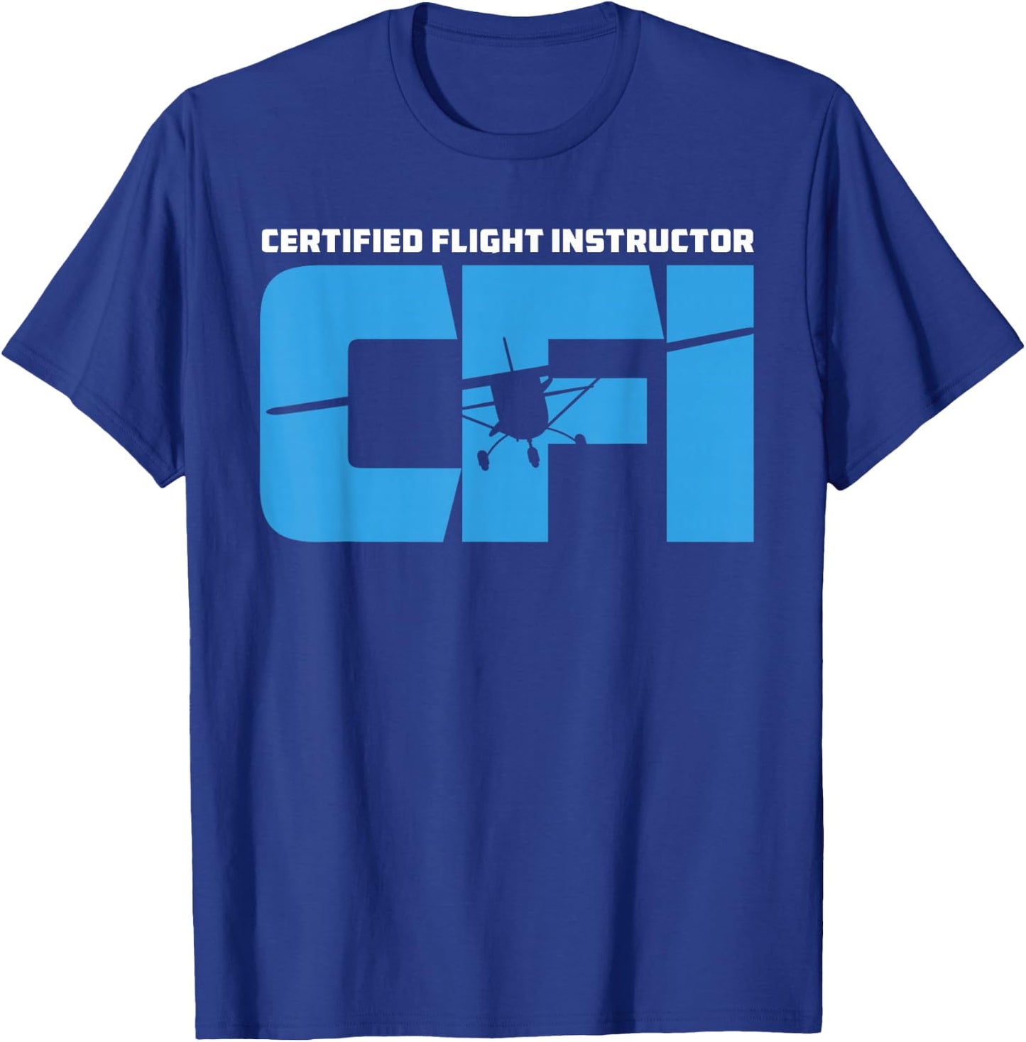 Certified Flight Instructor CFI Airplane Silhouette Design T-Shirt - T-Shirt | Royal