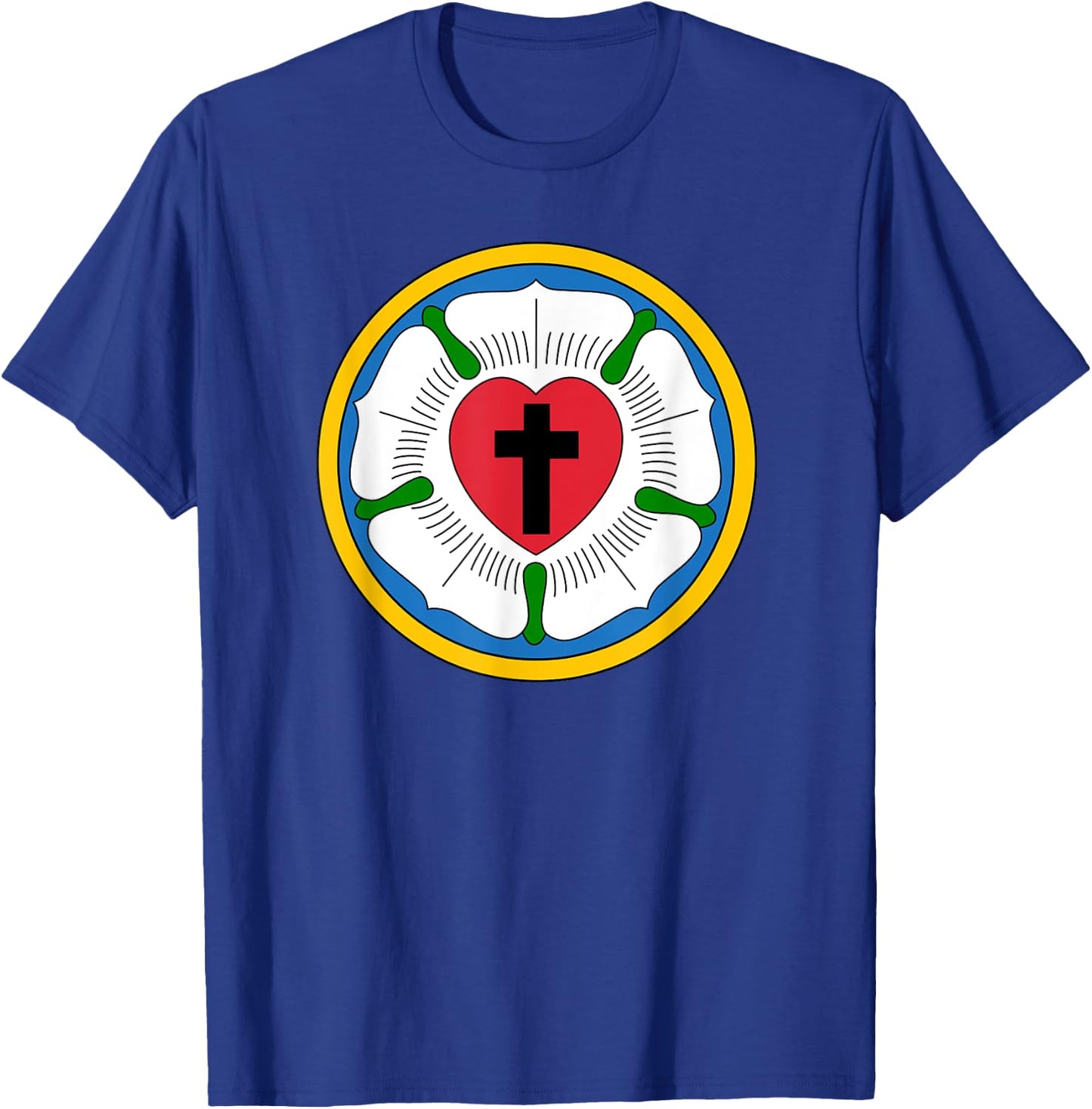 Lutheran 95 Theses Martin Luther Rose Reformation Concords T-Shirt - T-Shirt | Royal