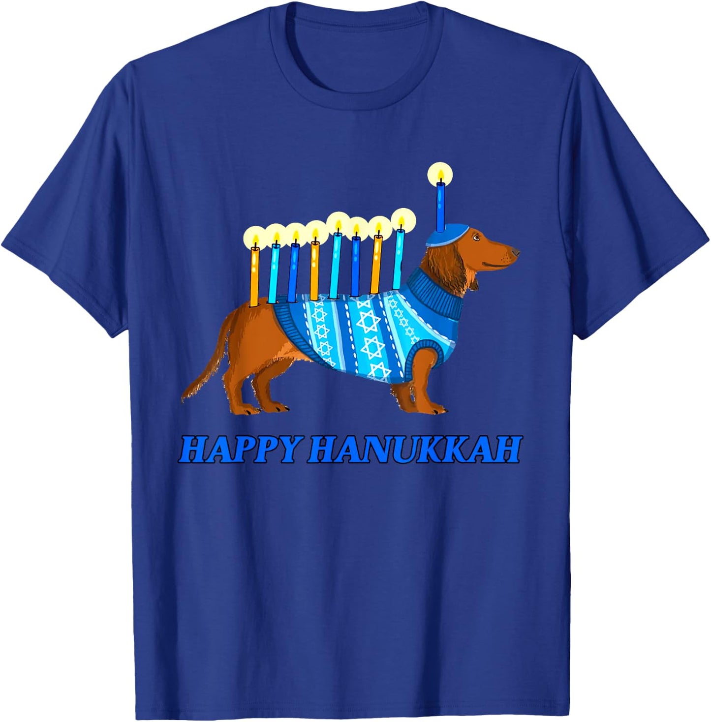 Weiner Dog Menorah Happy Hanukkah Weiner Dog Menorah T-Shirt - T-Shirt | Royal