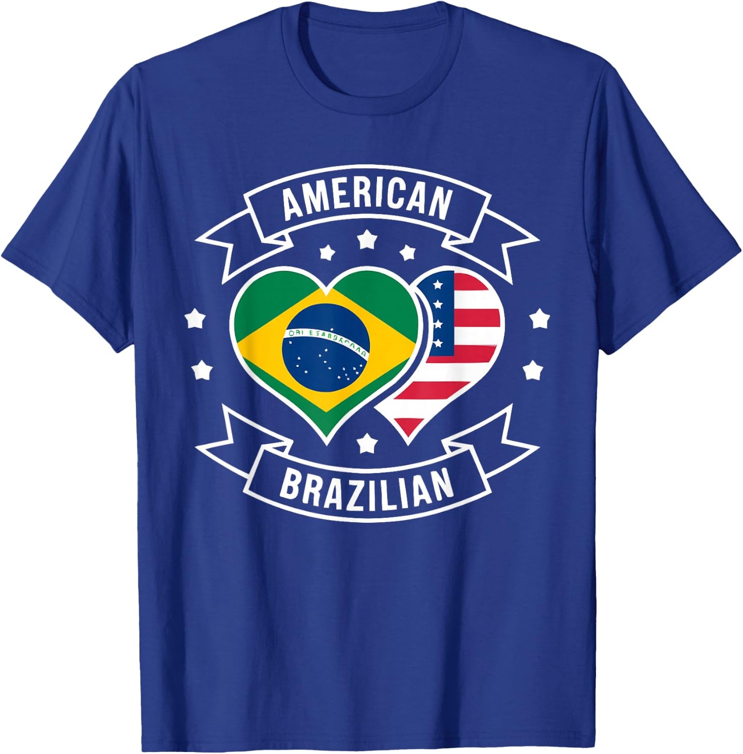 Half American Half Brazilian USA Flag Brazil America T-Shirt - T-Shirt | Royal