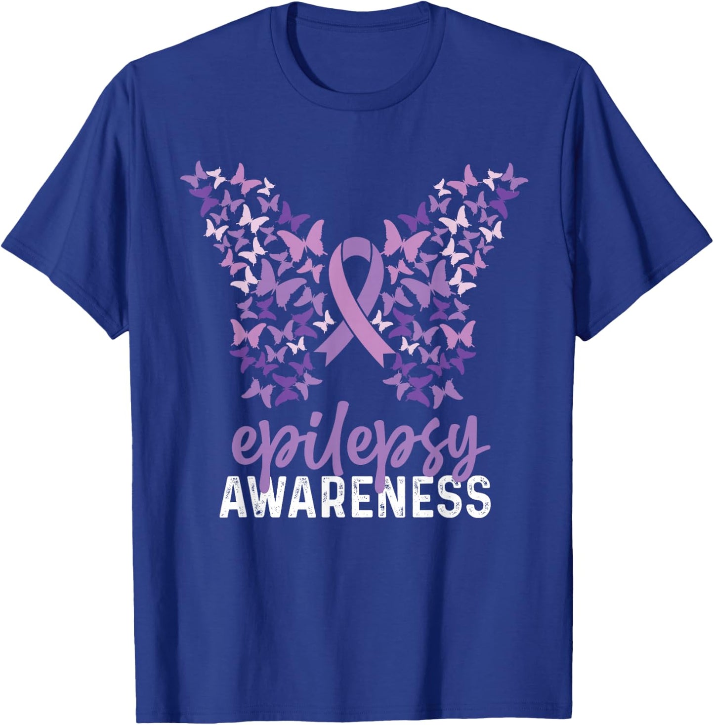 Epilepsy Awareness Butterfly Ribbon T-Shirt - T-Shirt | Royal