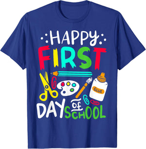 Happy First Day of School Teacher Back to School Student T-Shirt - T-Shirt | Royal