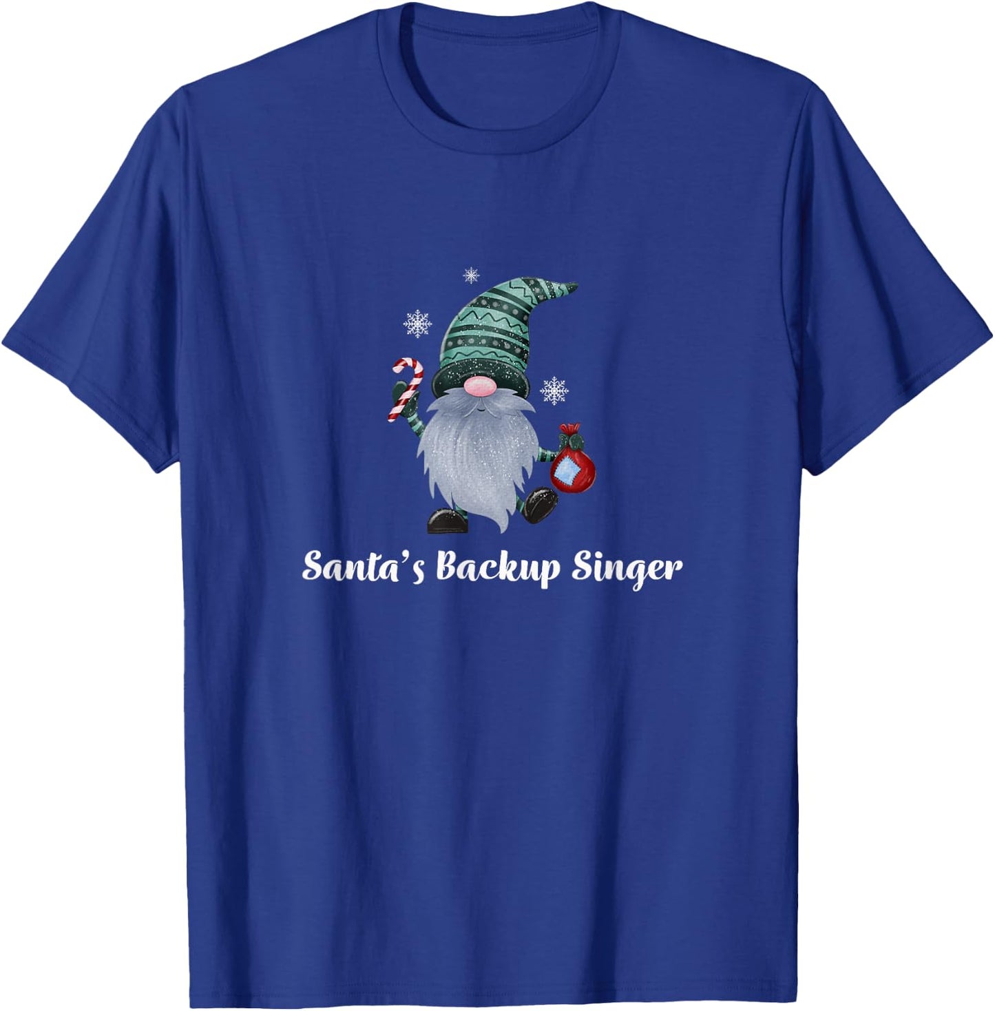 Santa's Backup Singer Christmas Gnome Fun T-Shirt - T-Shirt | Royal