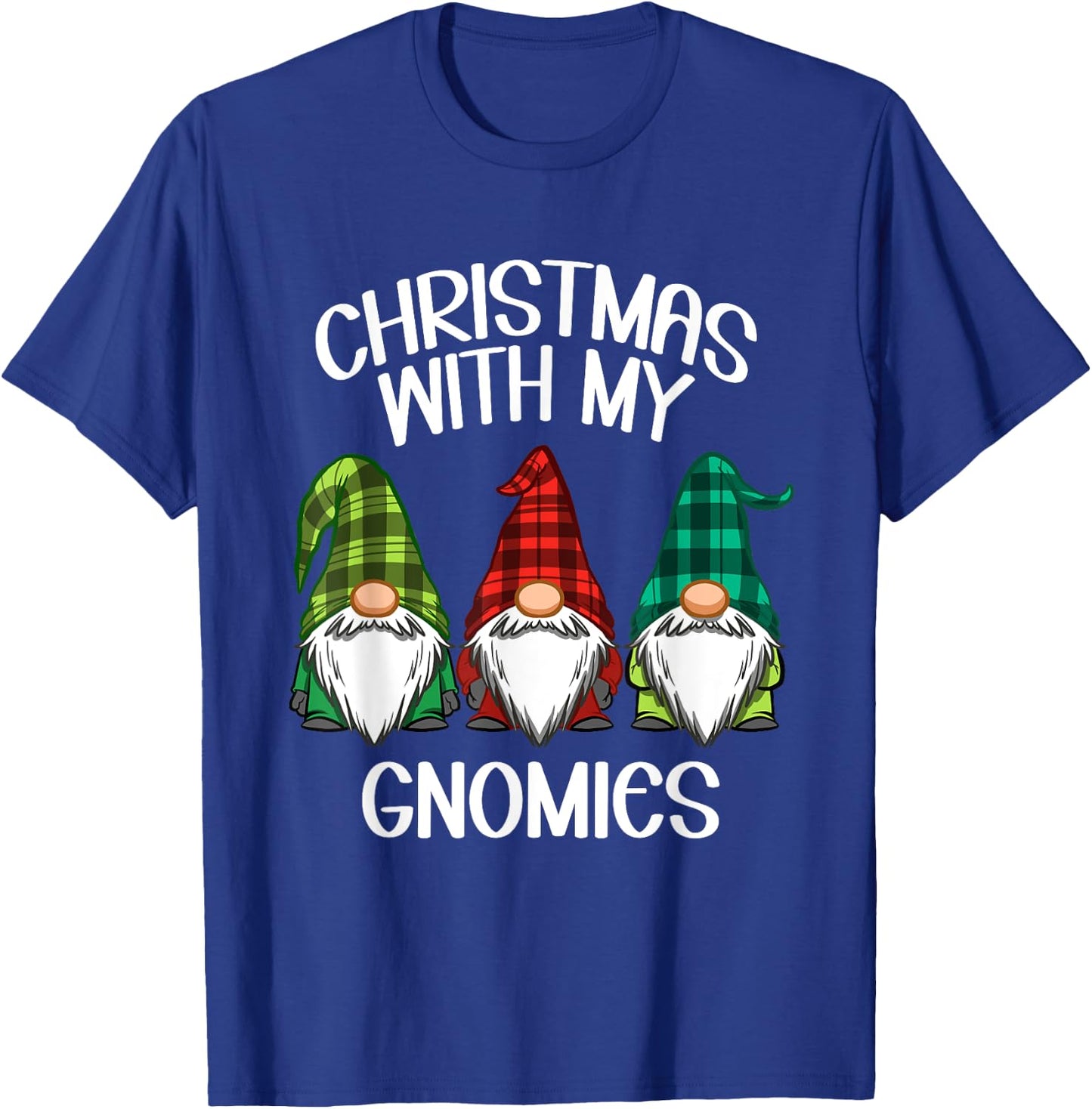 Gnome Family Christmas Shirt Women Men Buffalo Plaid T-Shirt - T-Shirt | Royal
