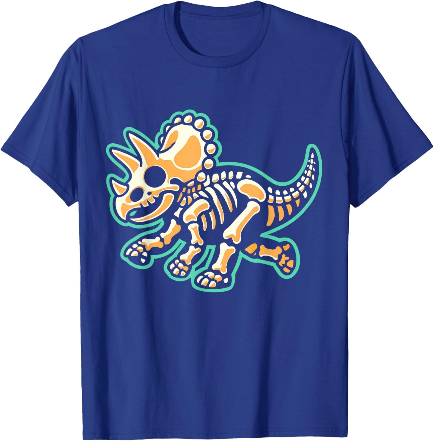 Retro Dinosaur Skeleton Triceratops Xray Boys Kids T-Shirt - T-Shirt | Royal