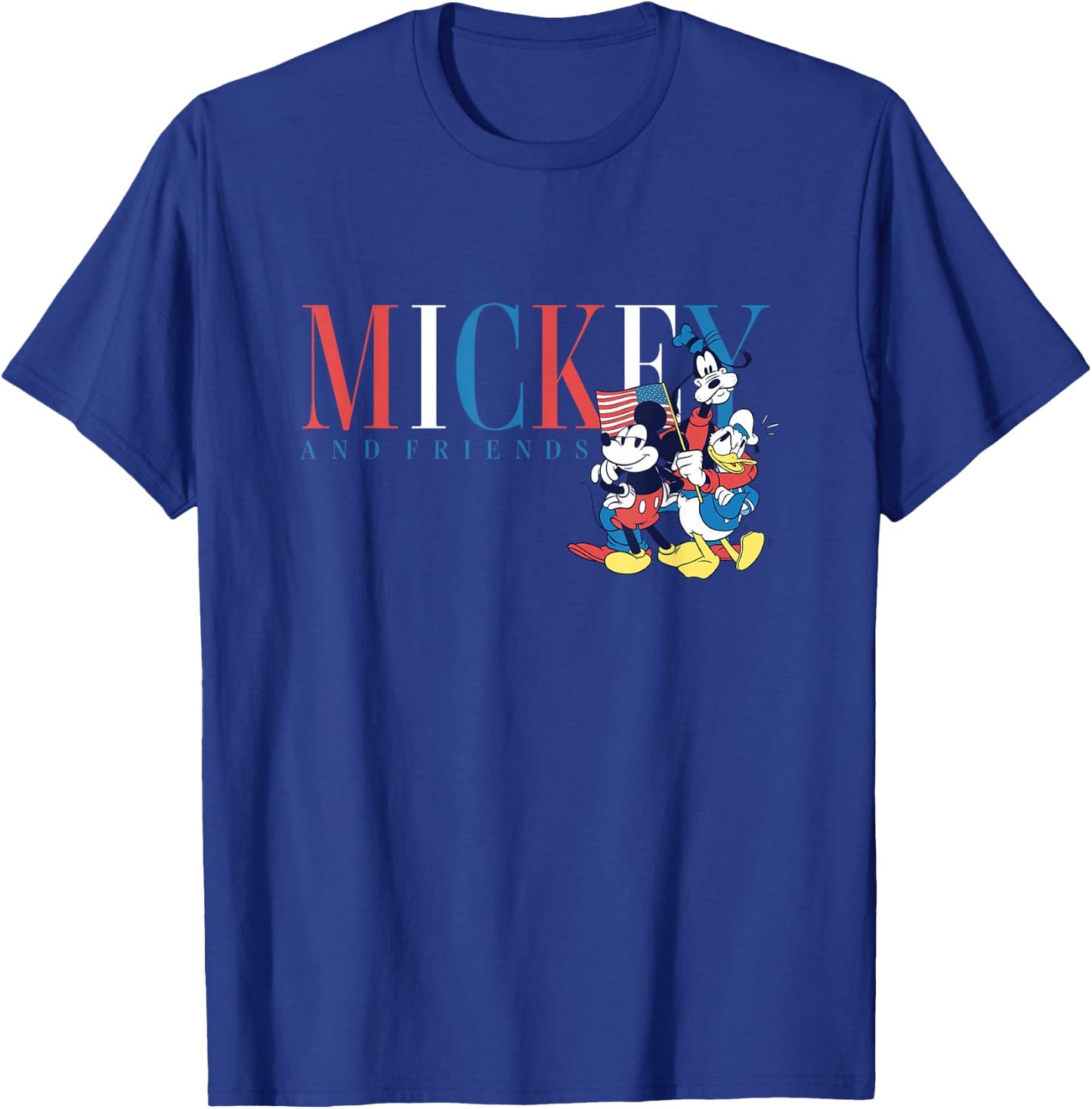 Disney Mickey And Friends 4th Of July American Flag Crew T-Shirt - T-Shirt | Royal