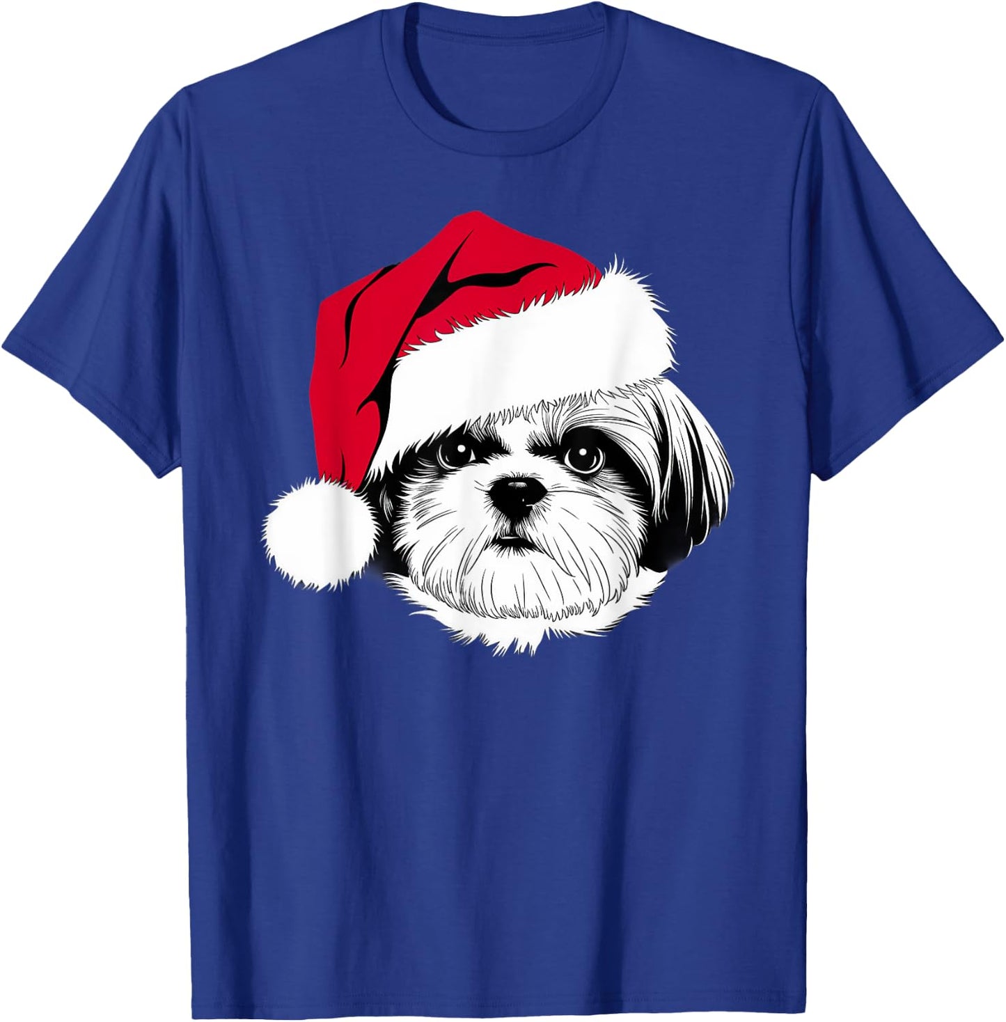 Joyful Shih Tzu Santa Dog on Shih Tzu Christmas Men Women Kids T-Shirt - T-Shirt | Royal