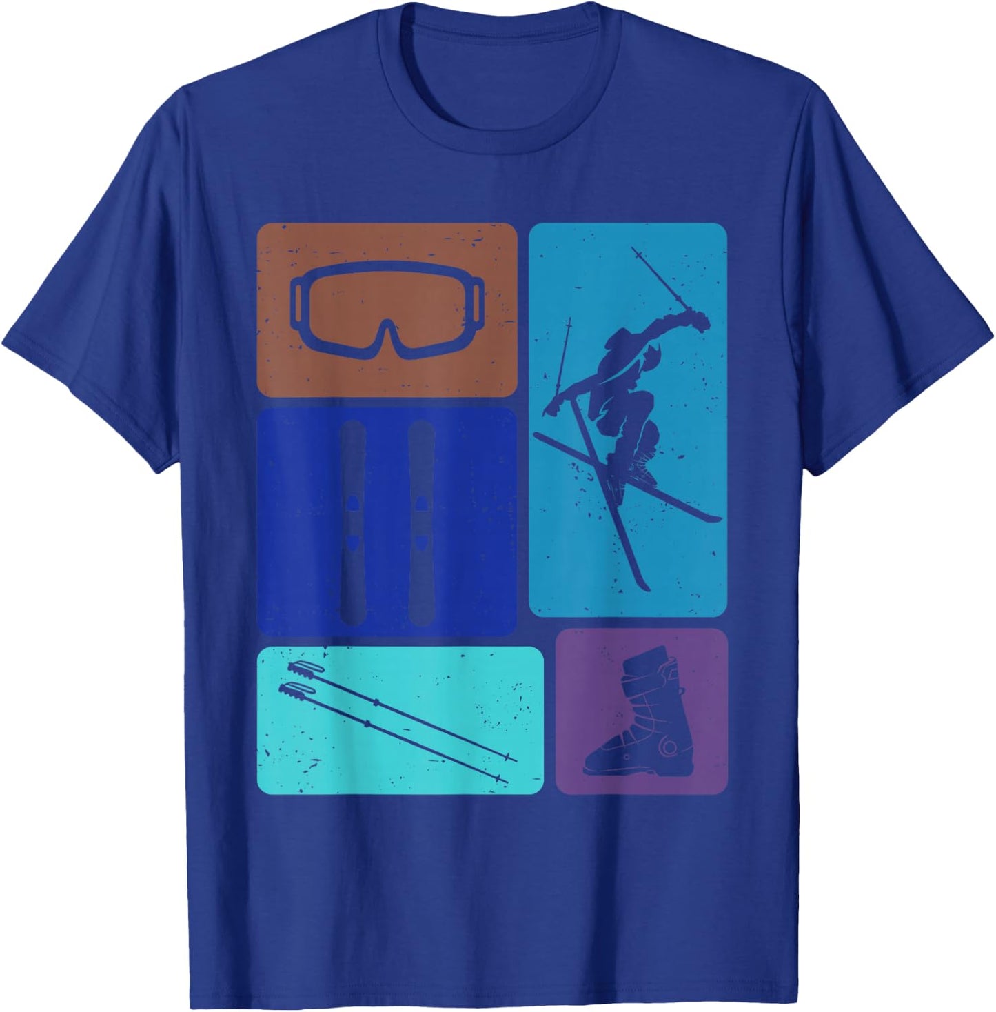 Funny Skiing Ski Snow Adventure Winter Sports Lovers Outfit T-Shirt - T-Shirt | Royal