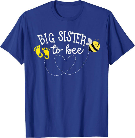 Big Sister to Bee Pregnancy Announcement Baby Shower T-Shirt - T-Shirt | Royal