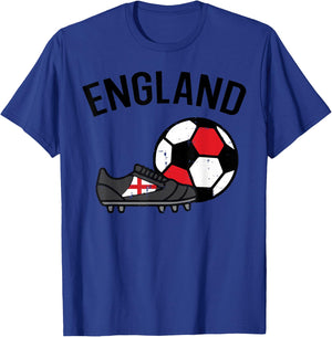 England Flag Soccer Ball Shoes Football Fan Men Women Kids T-Shirt - T-Shirt | Royal