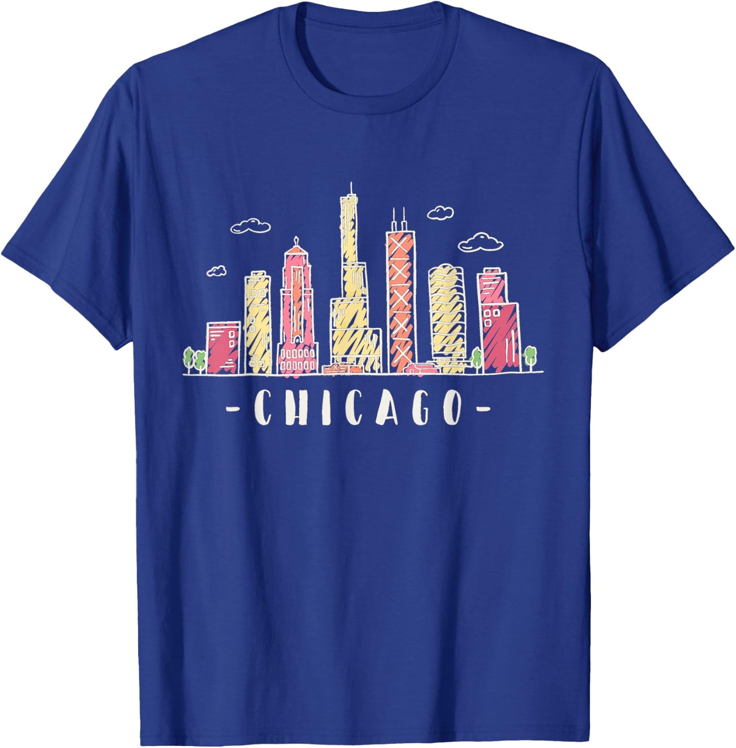 Chicago Skyline Illinois Vintage T-Shirt - T-Shirt | Royal