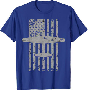 B-17 Flying Fortress WWII Bomber Airplane Pilot T-Shirt - T-Shirt | Royal