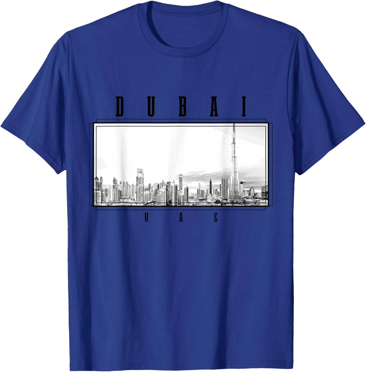 Dubai Vintage Skyline Black and White UAE Vintage Dubai T-Shirt - T-Shirt | Royal