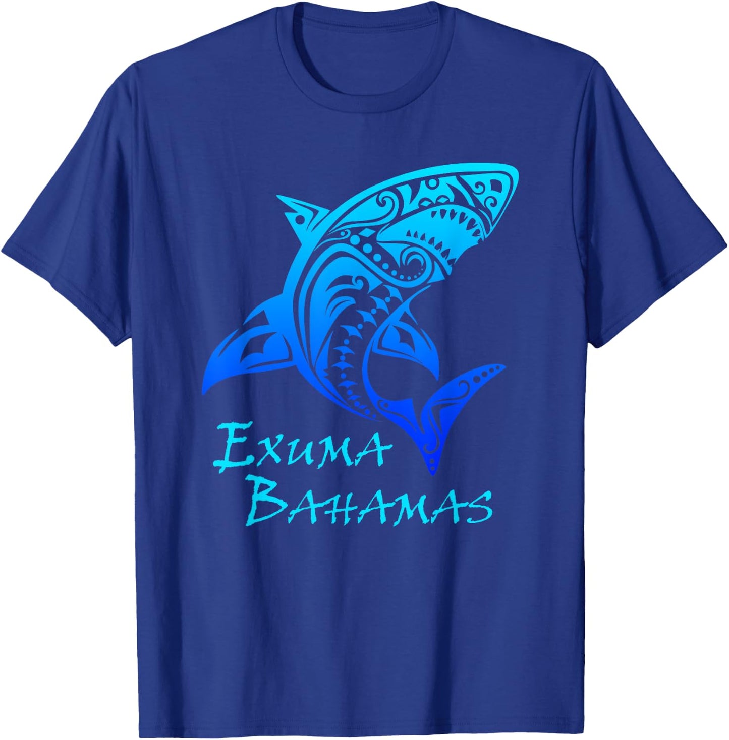 Exuma Bahamas Tribal Shark Polynesian Tattoo Style Vacation T-Shirt - T-Shirt | Royal